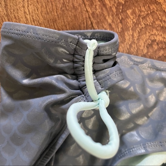 Justice girls mermaid 2 two piece bikini Sz 10 gray mint green shiny - Picture 5 of 6